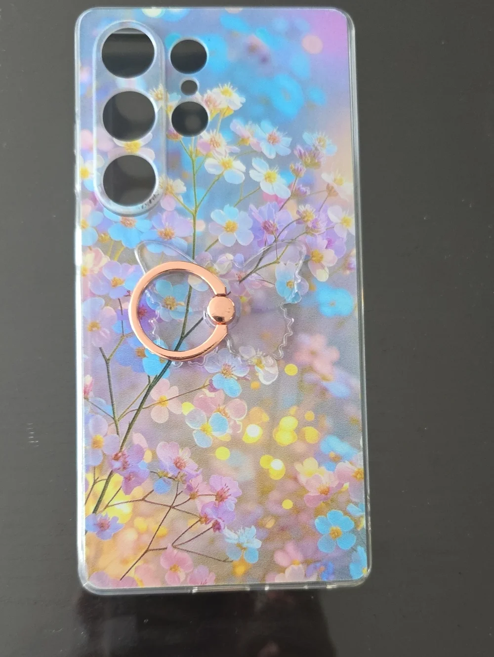 Floral Pastel Ring Grip Smartphone Case - Pink/Blue